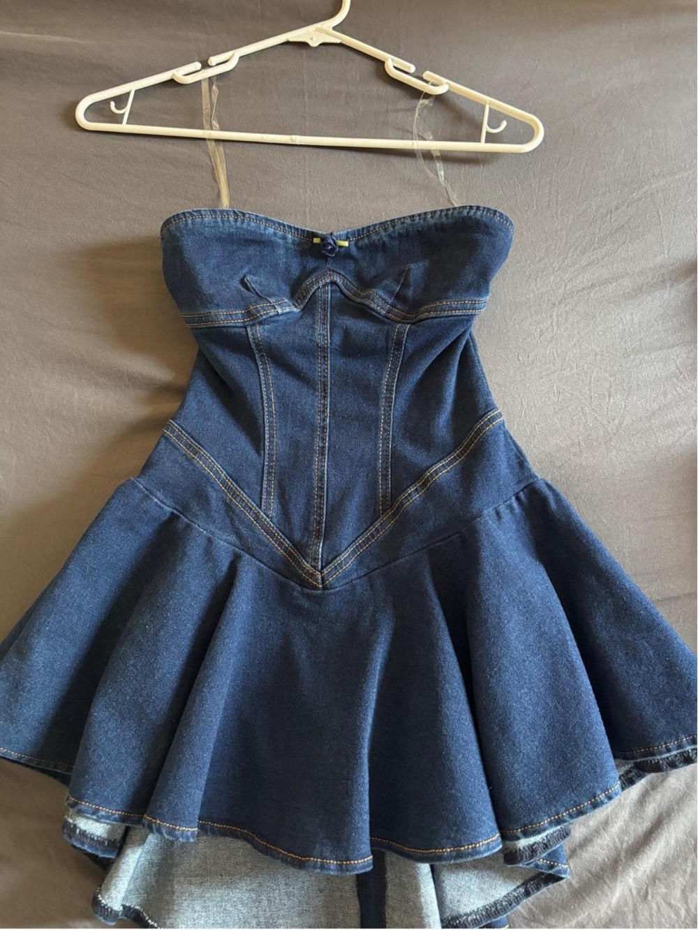 Windsor Dark Blue Strapless Denim Fit-and-Flare Dress